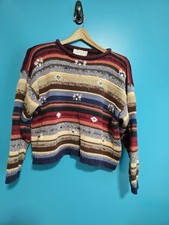 Vtg Casual Corner Sz L Ramie Cotton Striped Sweater Grannycore Cottagecore Cute