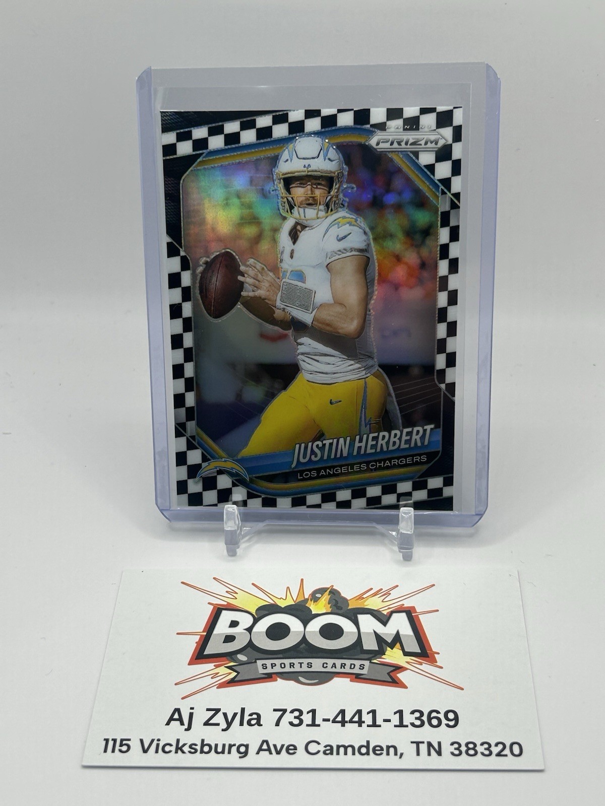 2025 Panini Prizm Justin Herbert Black & White Checkerboard #158 LA Chargers SSP