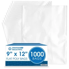 - 9" X 12" Open-End Flat Bags (1000 Count) 1.1 Mil Clear Poly Bags for Clothi...