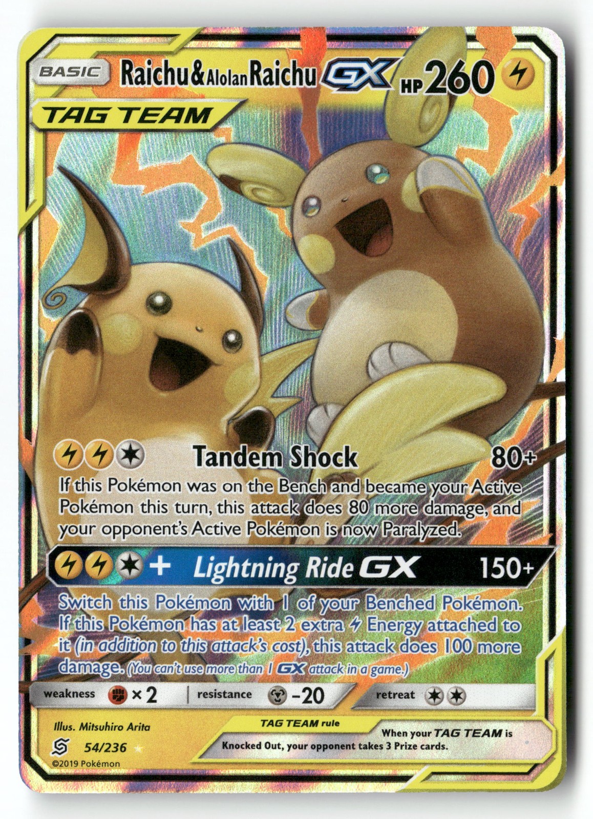 Raichu & Alolan Raichu GX 54/236 SM - Unified Minds Pokémon TCG NM