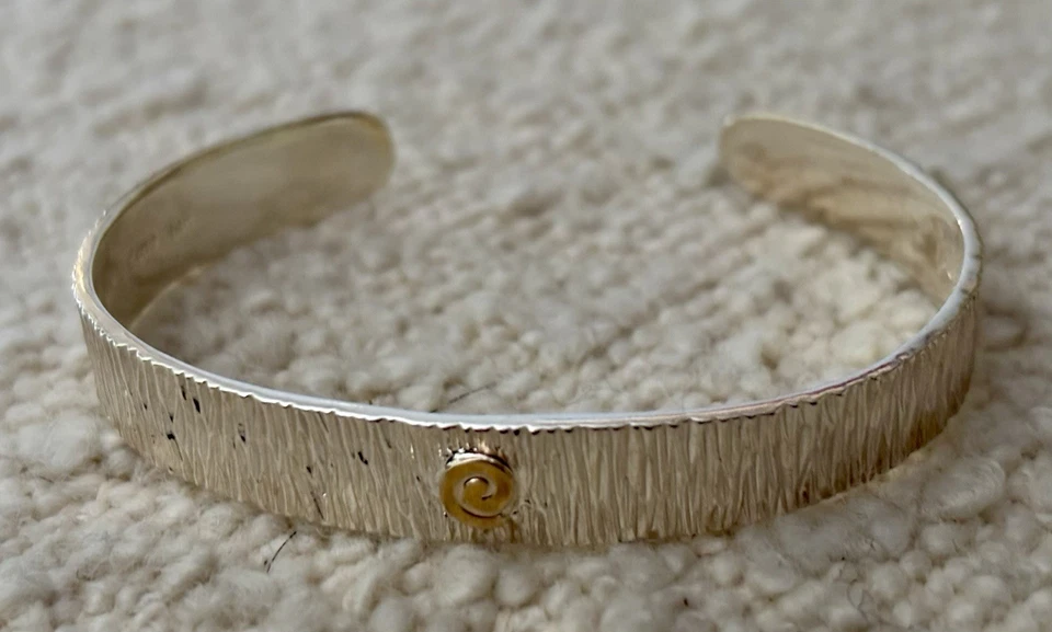 925 14K Carolyn Pollack Gold Curl Strength Symbol MLP Swirl Cuff Bracelet - Image 4 of 4