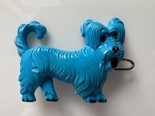 Mid Century Terrier Scottie Puppy Dog Barrette Hair Clip Blue Plastic Vtg 1950 s