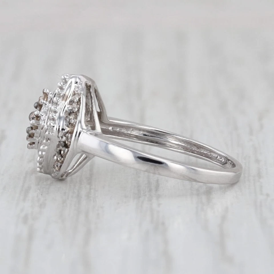 Anel de noivado de ouro branco 10k cluster de diamante champanhe 0,52 ctw tamanho 7 - Imagem 3 de 4