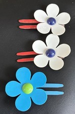 Vintage 60s Mod Hippie Lady Ellen Daisy Hair Scarf Clips Flower Power Lot Of 3
