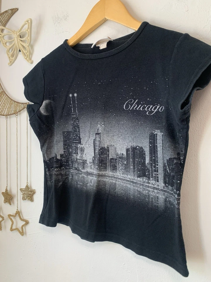 Vtg Chicago city sparkle graphic T-shirt Women’s L - Image 2 of 4