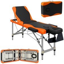 HOMCOM Lettino Massaggio Portatile Beauty Therapy Divano Letto Spa Alluminio Arancione