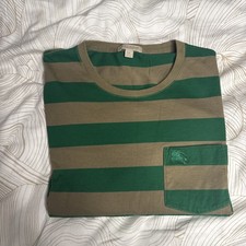 Authentic Burberry Striped Cotton T-Shirt, Green And Brown, Size XXL