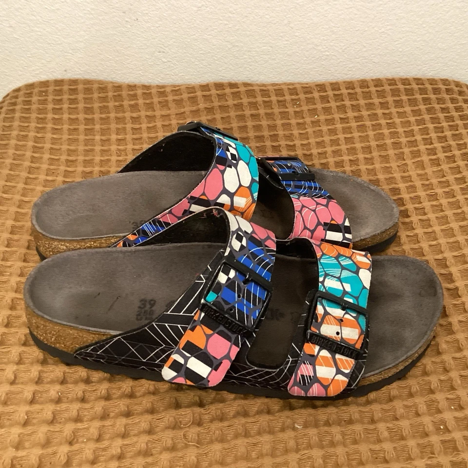 Birkenstock Arizona Multicolor Geo Print Women’s Size 39 US 8 Sandals Slides - Image 4 of 4