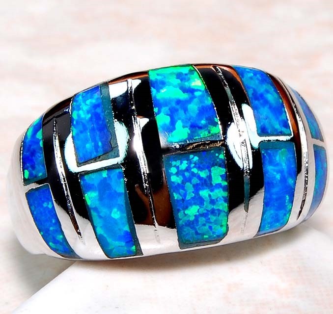 Australian Opal Inlay 925 Solid Sterling Silver Ring Jewelry Sz 7 GA3-4