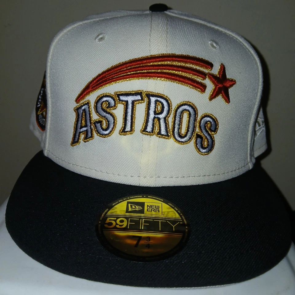 HOUSTON ASTROS 1968 全明星赛 59FIFTY 黑色边缘/灰色 UV 尺寸 7 3/4 — 第 2/4 张图片