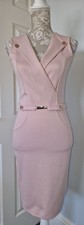 BNWT Lipsy Pink Sleeveless Military Stye Sleeveless Bodycon Jersey Dress UK10