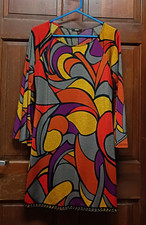 MSK Earth Tones Multicolor Geometric Print Knee Length Dress Womens Sz M NO TAG