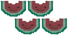 4 Watermelon Iron On Patches 1.5 Inch Cross Stitch Fruit Summer Applique Lot