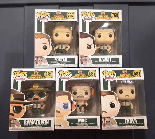 Funko Pop! Super Troopers COMPLETE Set Mac, Ramathorn, Foster, Rabbit, Farva