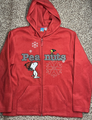 Peanuts Holiday Snoopy Zip-Up Hoodie Jacket Sweatshirt Womens Size Medium