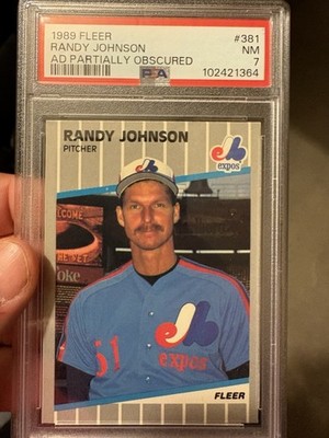 VERY CLEAR 1989 Fleer Randy Johnson #381 Marlboro Ad Error HOF RC PSA 7