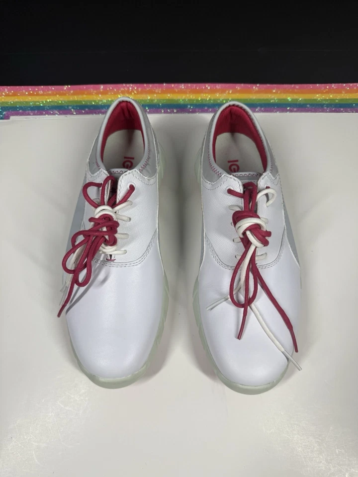Puma Ignite Golf Shoes Womens 7.5 White Low Top Lace Up Leather Sneakers New - Image 2 of 4
