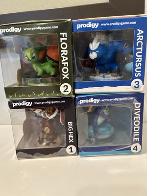 Lot Of 4 Epics Prodigy Game Big Hex Florafox Arcturus Diveodile Figures Box READ