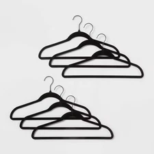 100pk Flocked Suit Hanger Black - Brightroom