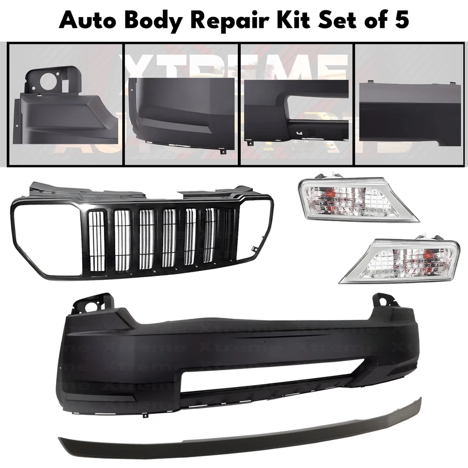 Front Bumper Cover Primed Plastic & Grille Assembly For 2008-2012 Jeep Liberty - Изображение 3 из 4