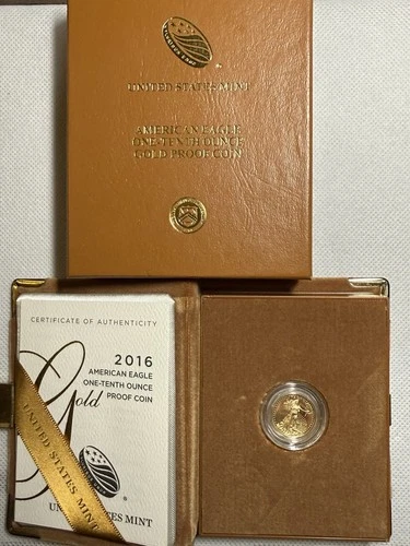 2016-W 1/10 oz Proof Gold American Eagle $5 OGP & COA