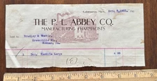 1903 graphic billhead PL Abbey Pharmacists Factory Graphic Kalamazoo MI