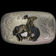 Sm Bucking Bronc Bronco Horse Rider Rodeo Cowboy Western Vintage Belt Buckle