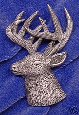 Empire Pewter Whitetail Deer Head 3/4 View Wildlife Pin 