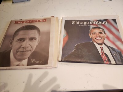 Lot of 2, Chicago Sun-Times & Tribune, Nov 5th, 2008, Barack Obama Wins Election