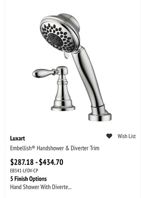 NEW LUXART Embellish Personal Shower Trim With Diverter - Polished Chrome
