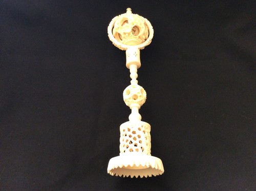 Vintage Chinese 4 Layer~3 Layer Puzzle Balls Carved Resin Stand With Box 11” - Picture 7 of 9