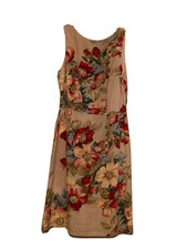 Linen Dress Women Size 8 Floral Sleeveless Summer Sundress Tea Party Career Mica