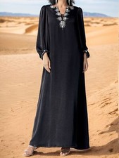 Dubai Women Maxi Dress Islamic Abaya Kaftan Ramadan Muslim Rhinestone Robe Gown
