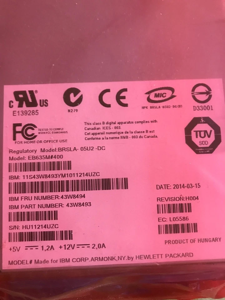 IBM 43W8494 DDS6 DAT160 USB Internal Tape Drive 43W8493 EB635L#400 BRSLA-0502-DC - Image 2 of 3