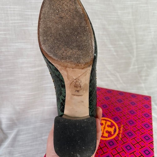TORY BURCH Nieten Schlangenleder geprägt Blockabsatz Halbschuhe Größe 8,5 Hergestellt in Italien - Bild 7 von 8