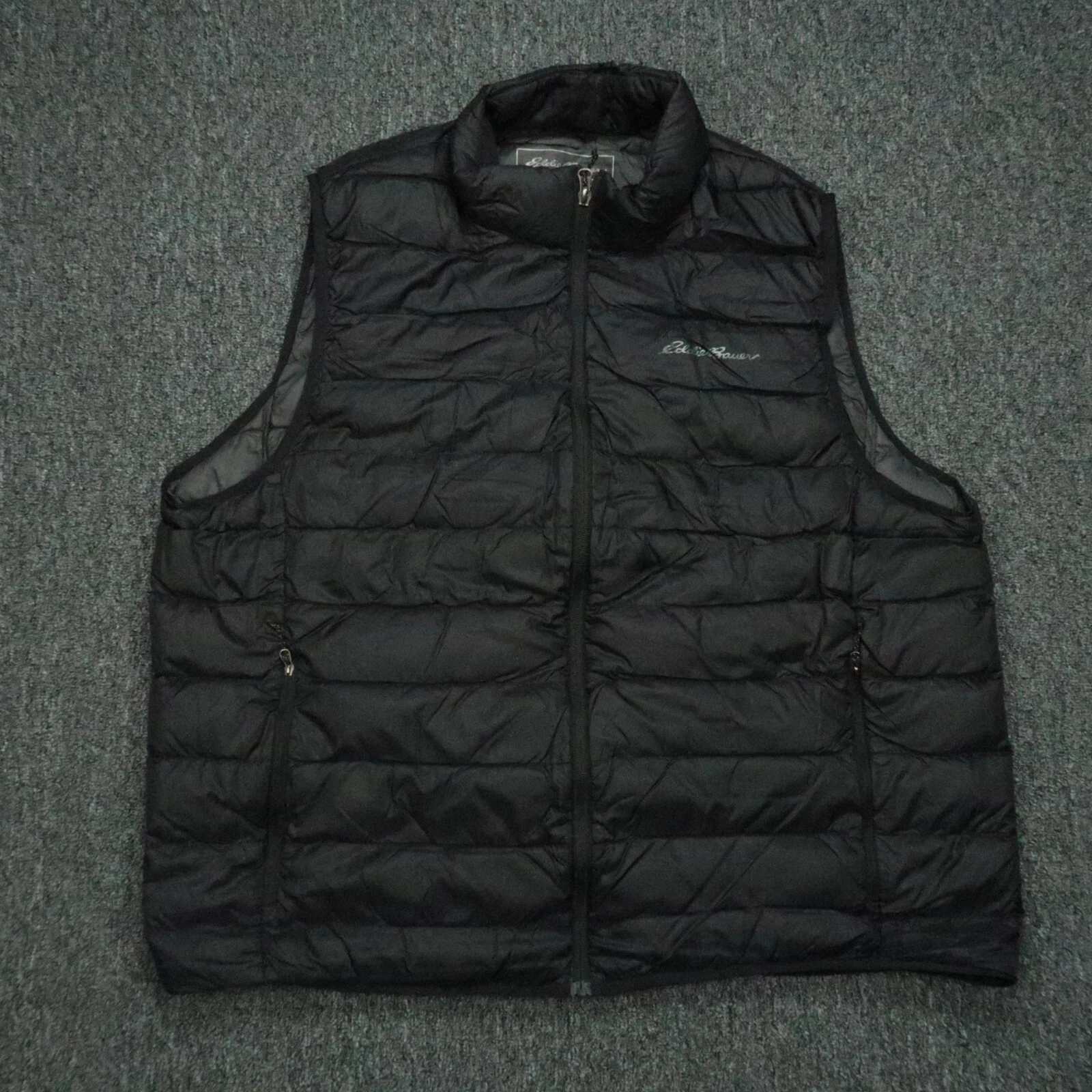 Eddie Bauer Vest Mens XXL Black Down Puffer Gilet Full Zip Pockets EB650