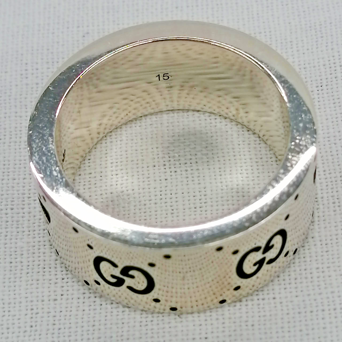 Gucci x Adidas GG Logo Wide Band Ring Sterling Silver 925 Gucci x Adidas GG Logo Wide Band Ring Sterling Silver 925