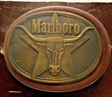 Vintage 1987 Philip Morris Marlboro Belt Buckle Solid Brass 55