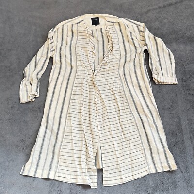 Pas De Calais Long Belted Ivory Stripes Casual Dress Women's Size 34