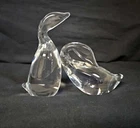 STEUBEN GLASS #8344 #8358 Preening Goose and Gander Sculptures with dustbags