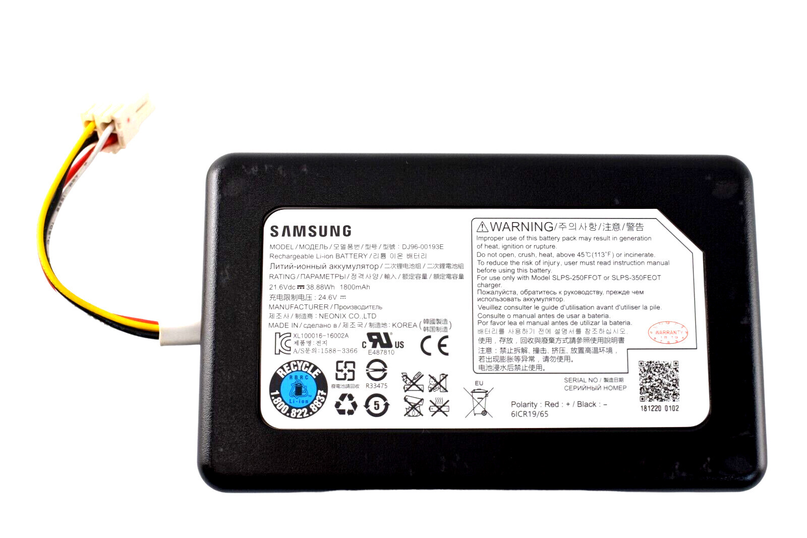 Samsung+Dj9600193c+1800mah+Battery+for+Powerbot+Cyclone+Force+R7040