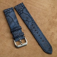Nubuck Ostrich Leg Watch Strap, Ostrich Leather Watch Band Quick Release BLUE