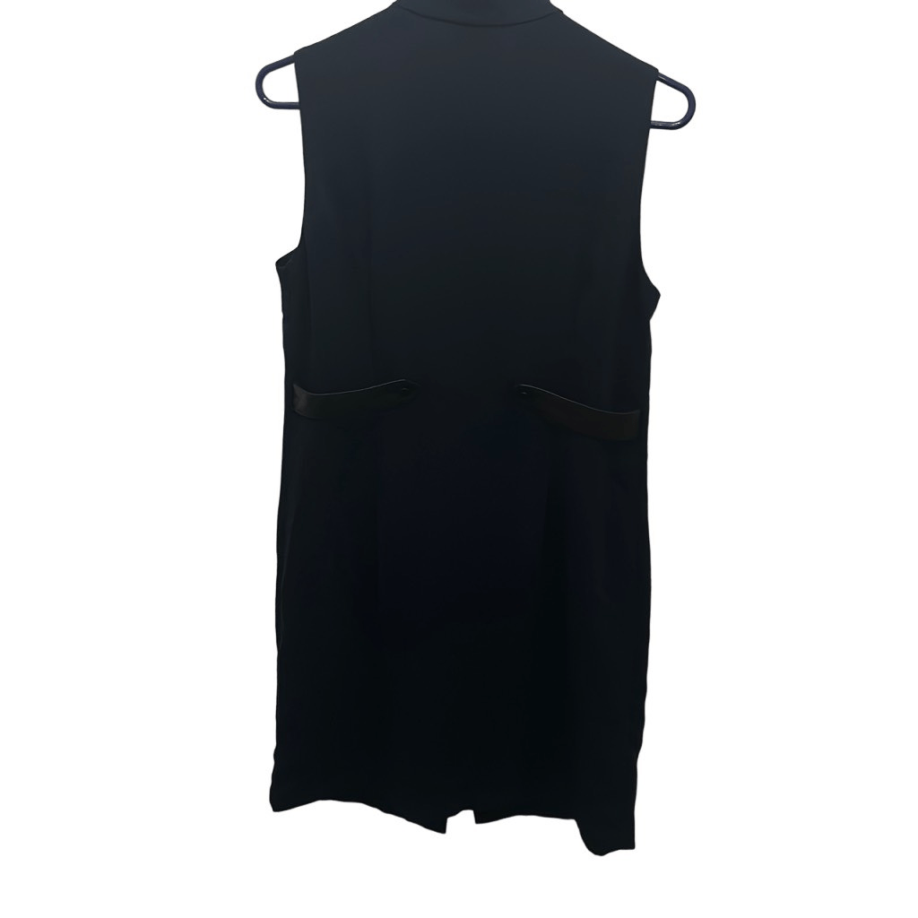 chinese dress ladies Calvin Klein Faux Leather Short Sheath Dress with Short Sleeves Black 2 at  Amazon Women's Clothing store main image 0