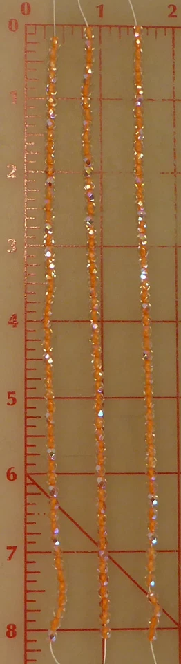 6 fios tchecos 3mm contas de vidro facetado polido a fogo cristal laranja forrado AB - Imagem 3 de 4
