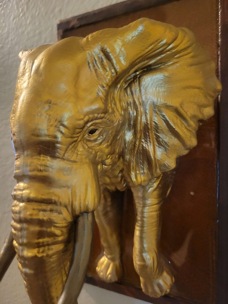 Elephant Wall Mount Head Sculpture Gold
