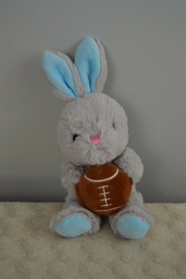 HugFun Bunny Rabbit Plush Stuffed Animal Toy Holding Football Gray Blue Brown | eBay