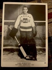 1939-40 OPC NHL HOCKEY CARD EARL ROBERTSON GOALIE O-PEE-CHEE NEW YORK AMERICANS