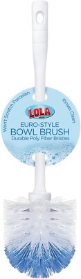Lola Products  Classic  Toilet Brush, Durable Poly Fiber 1 Pack, White & Blue 
