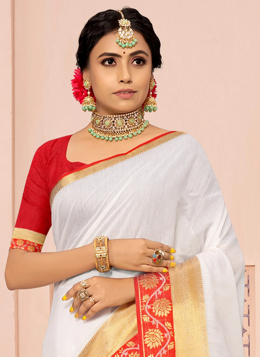 White saree cheap designer blouse