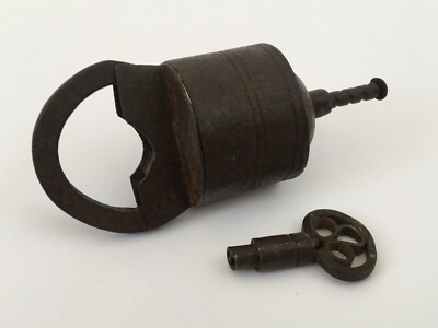 Lock Old Vintage Solid Iron Trick Puzzle Screw Type Padlock With Hidden key